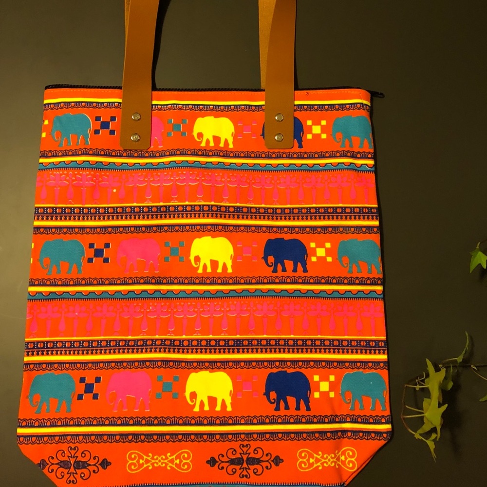 Fluorescent Printed Canvas Tote